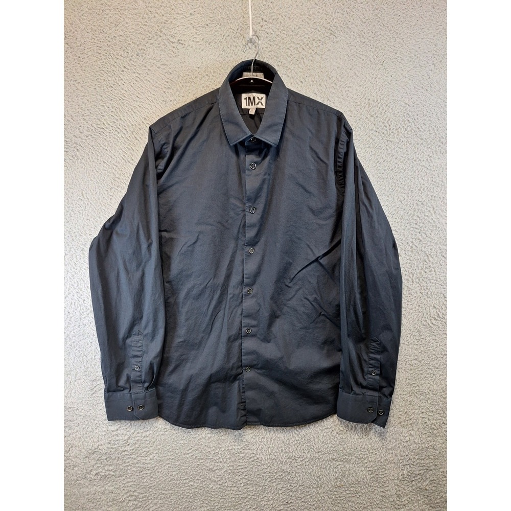 Express 1MX Limited Edition Dress Shirt‎ Mens XL 17-17.5 Black Fitted Button Up